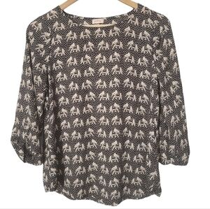 Pixley Black and White Elephant Print Blouse